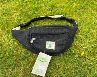 Hippie Styled Bum Bag with Adjustable Belt Strap, 3 Pockets, Vegan friendly made with Hemp fibres