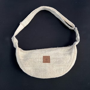 Bolso de hombro de cáñamo, bandolera estilo boho con correa ajustable, bolso de día vegano estilo hippie.