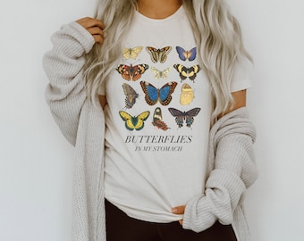 Camisa de mariposa, mariposas camisa, camisetas gráficas para las mujeres, camiseta gráfica retro, camisa de la mariposa de las mujeres, camiseta gráfica de las mujeres, camiseta gráfica de otoño