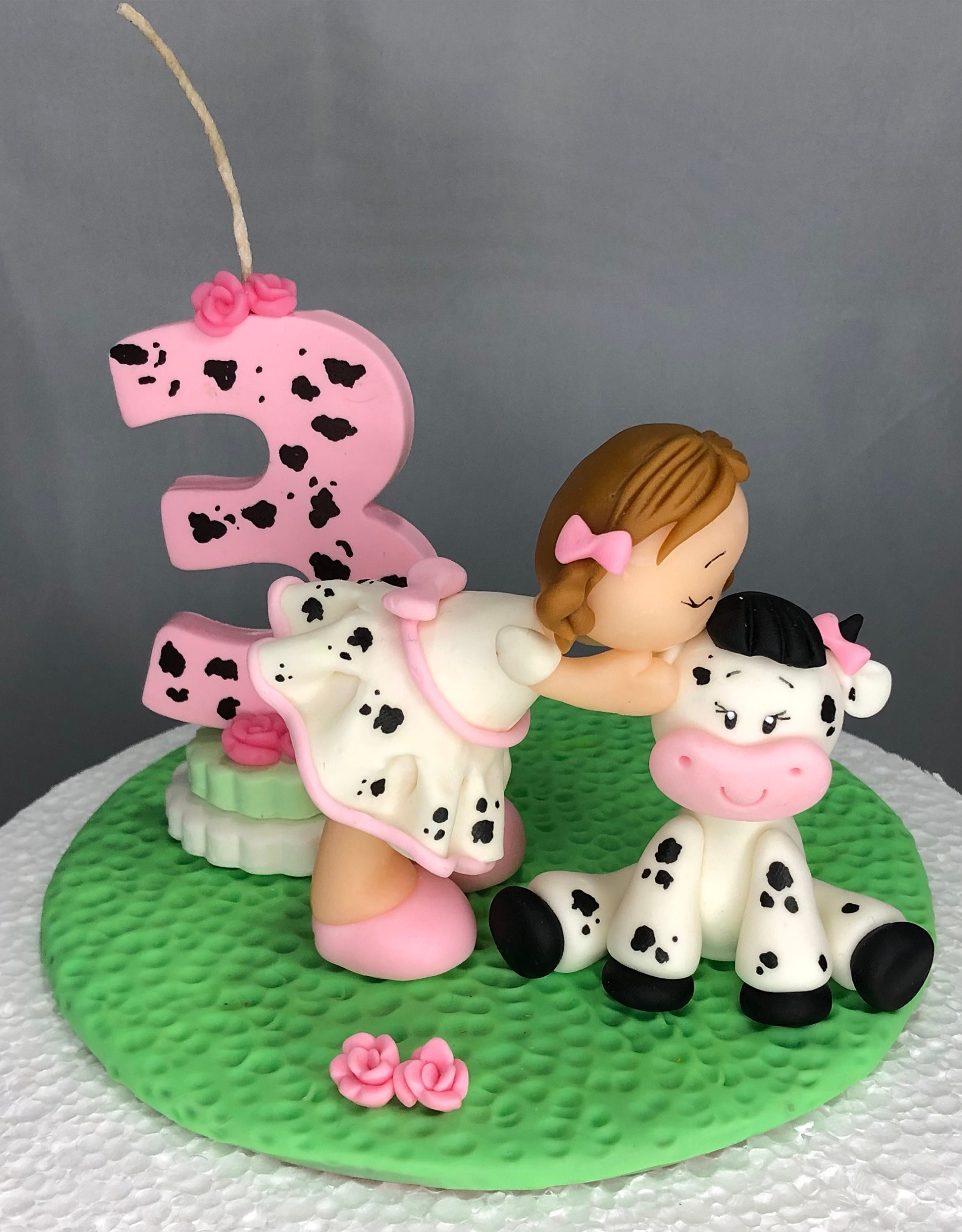 Niña pequeña Con Vaca Cake Topper Baby Shower De la - Etsy España