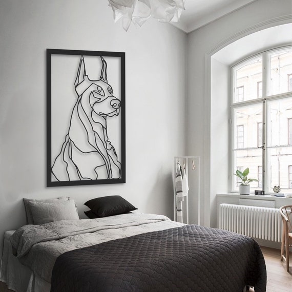 Minimalist Metal Wall Art Abstract Dog Drawing Wall Etsy