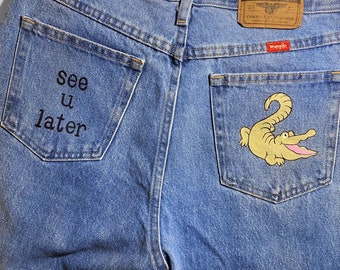 Jeans hand painted on the back pockets