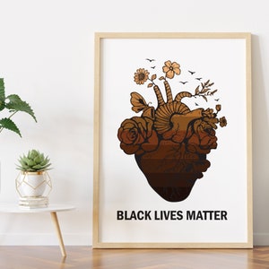 Black Heart | Black Lives Matter | Gift | Civil Rights | Black Lives | Print | Wall Art | Poster | INSTANT DOWNLOAD