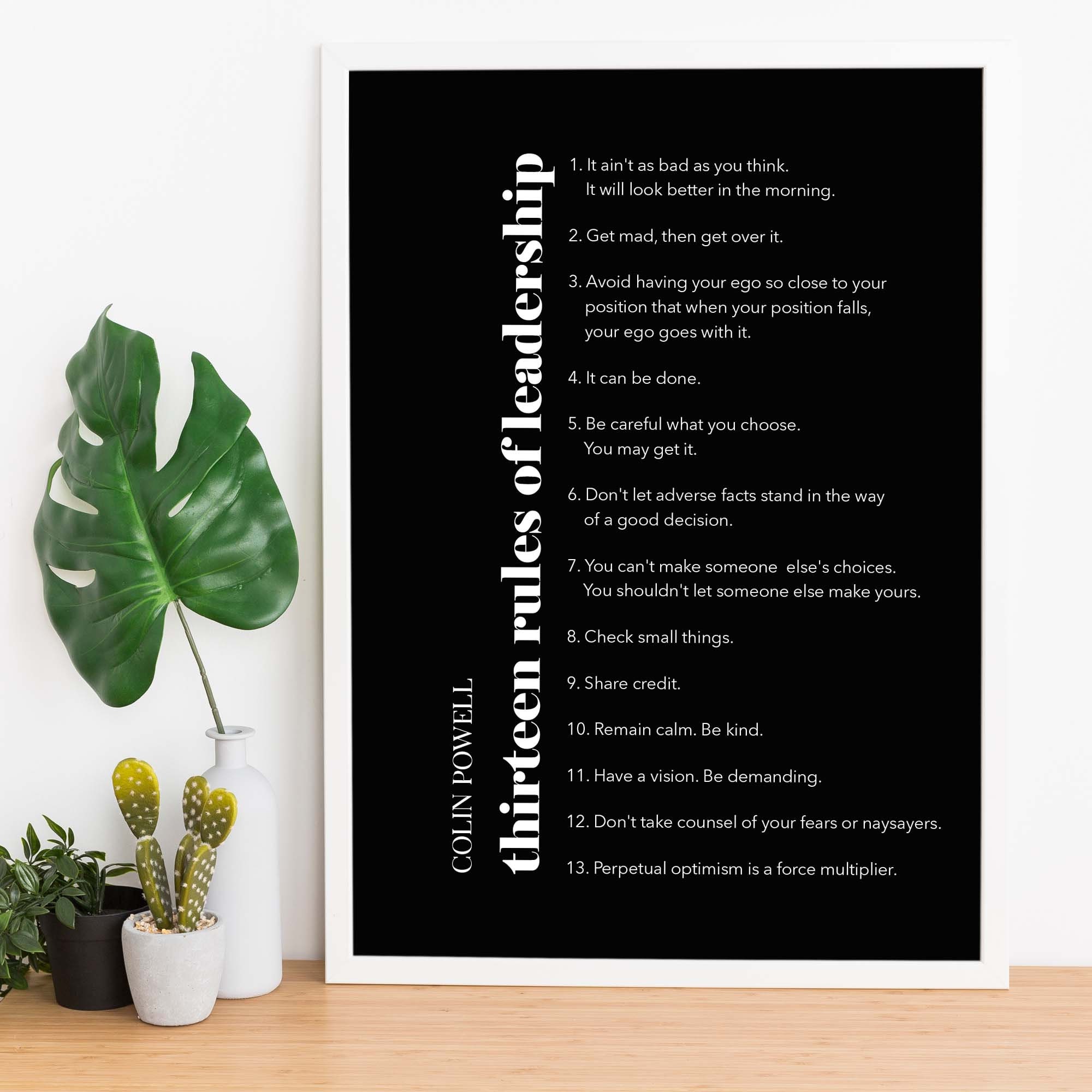 Colin Powell Thirteen Rules of Leadership Motivation - Etsy
