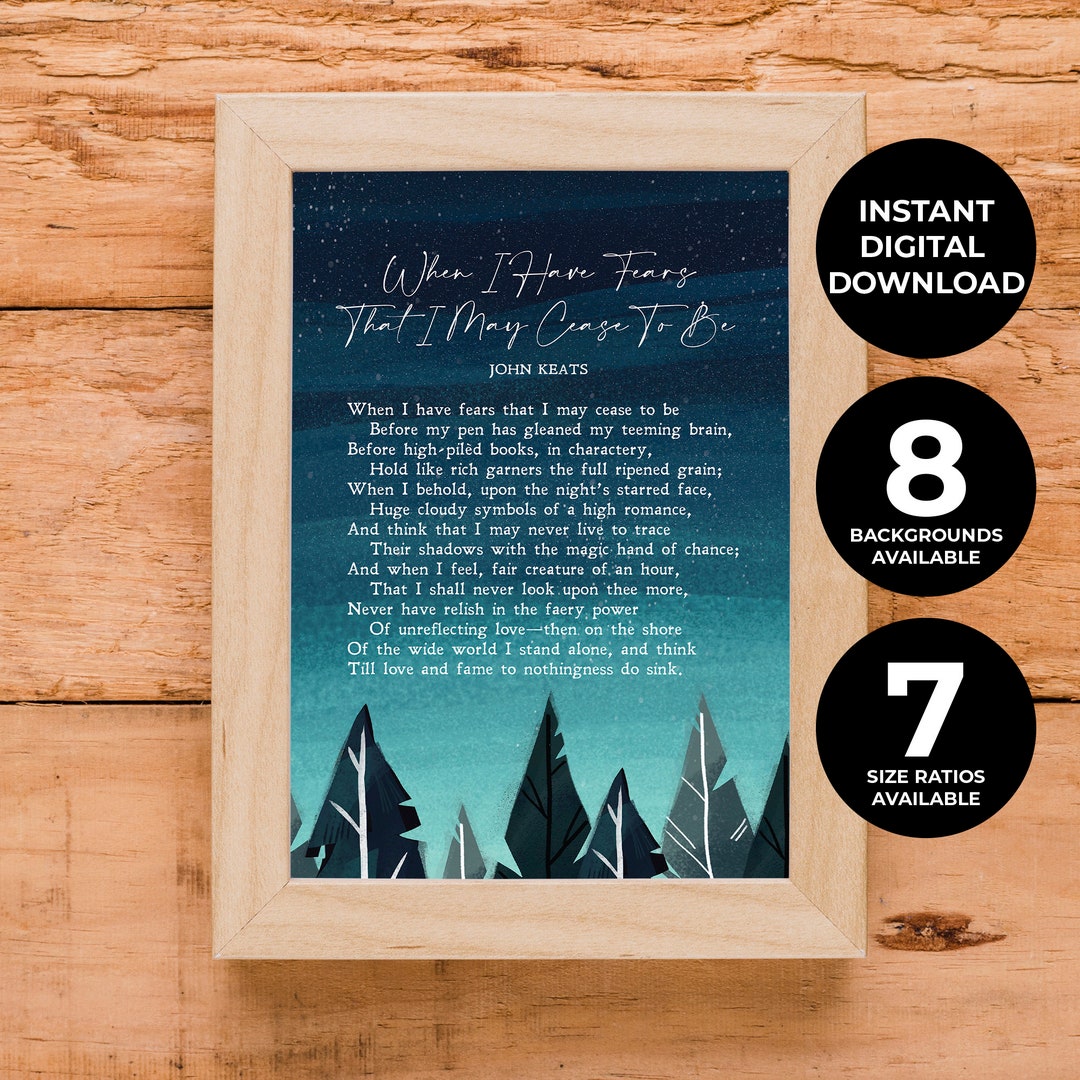 When I Have Fears John Keats Funeral Poem Sympathy Gift Etsy