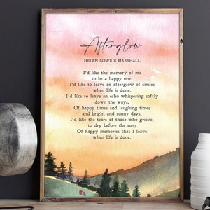 Afterglow | Helen Lowrie Marshall | Funeral Poem | Sympathy Gift ...