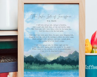 Lake Isle of Innisfree Poem / William Butler Yeats / Poema / Literatura / Grabado / Arte mural / Minimalista / DESCARGA INSTANTÁNEA