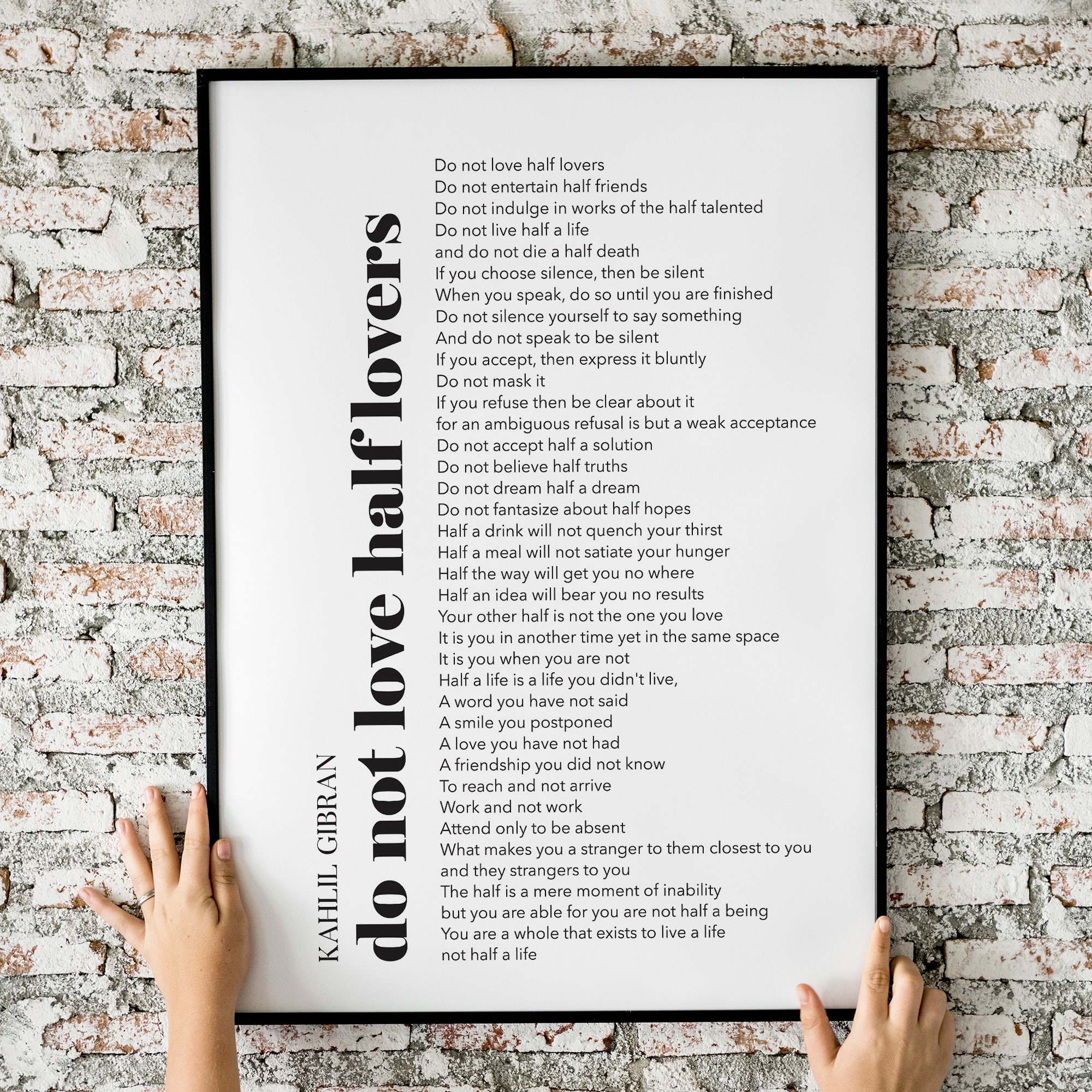 Kahlil Gibran Poem Do Not Love Half Lovers Philosophy Inspiration  Motivation Wall Art Quote Physical Print No Frame -  Denmark