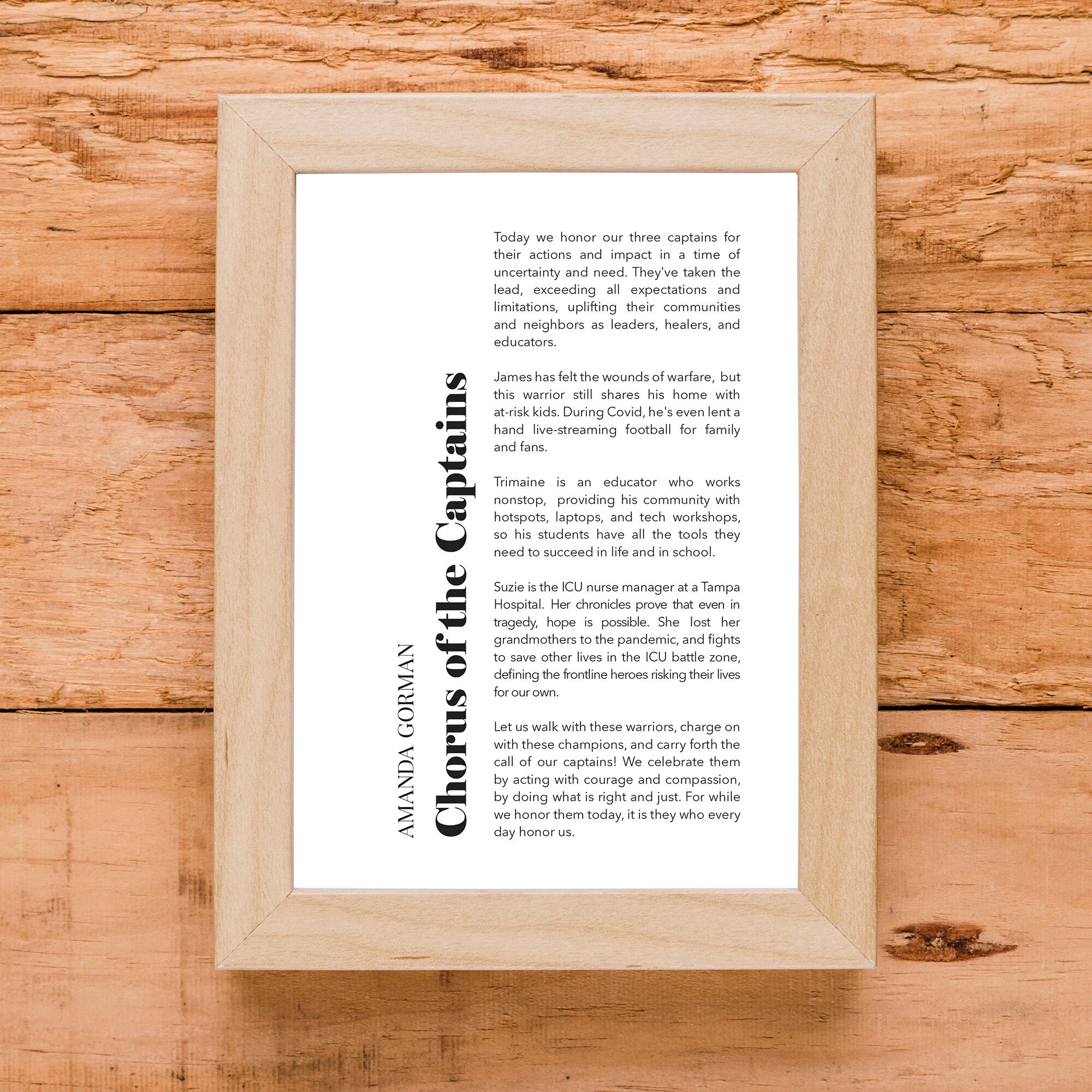 Amanda Gorman Poem Chorus of the Captains v1 Super Bowl | Etsy