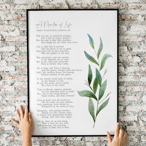 Salmo della Vita / Henry Wadsworth Longfellow / Poesia / Consigli / Ispirazione / Stampa / Arte murale / Minimalista / Citazione / DOWNLOAD ISTANTANEO