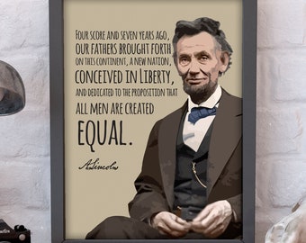 Abraham Lincoln | Gettysburg Address Excerpt | US President | Quote | Inspiration | Print | Wall Art | Poster | PHYSICAL PRINT