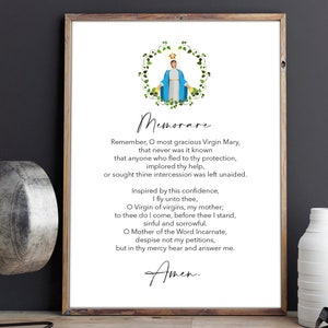 Memorare | Gift for Mom | Child | Christian | Prayer | Bible | Wall Art | Print | Mother&#39;s Day Gift | INSTANT DOWNLOAD