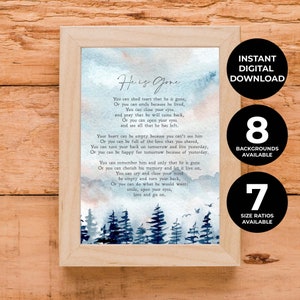 He is Gone | David Harkins | Poem | Illustrated | Funeral | Grief | Mourning | Print | Sympathy Gift | Bereavement | Quote INSTANT DOWNLOAD