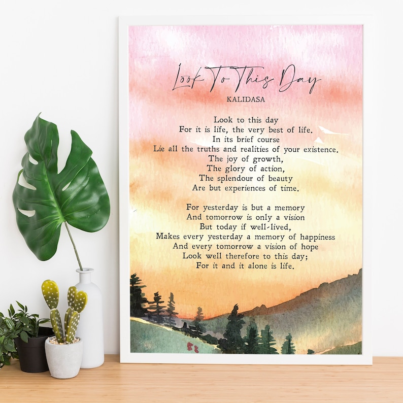 Look to This Day Kalidasa Poem Illustrated Dream - Etsy