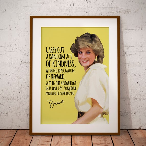Citation De La Princesse Diana Acte De Gentillesse Aleatoire Etsy France