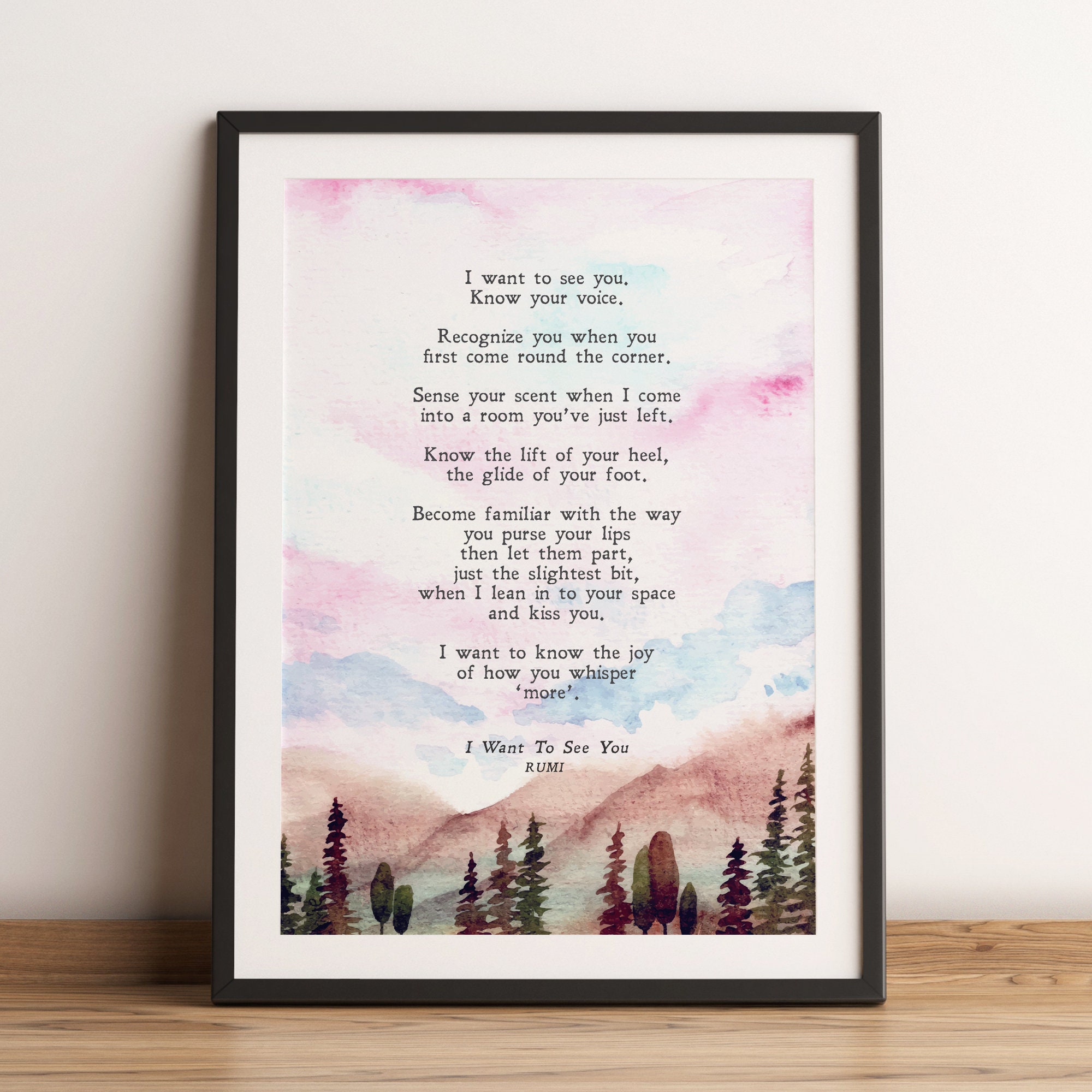 I Want to See You Rumi Illustrated Poem Love Passion Etsy