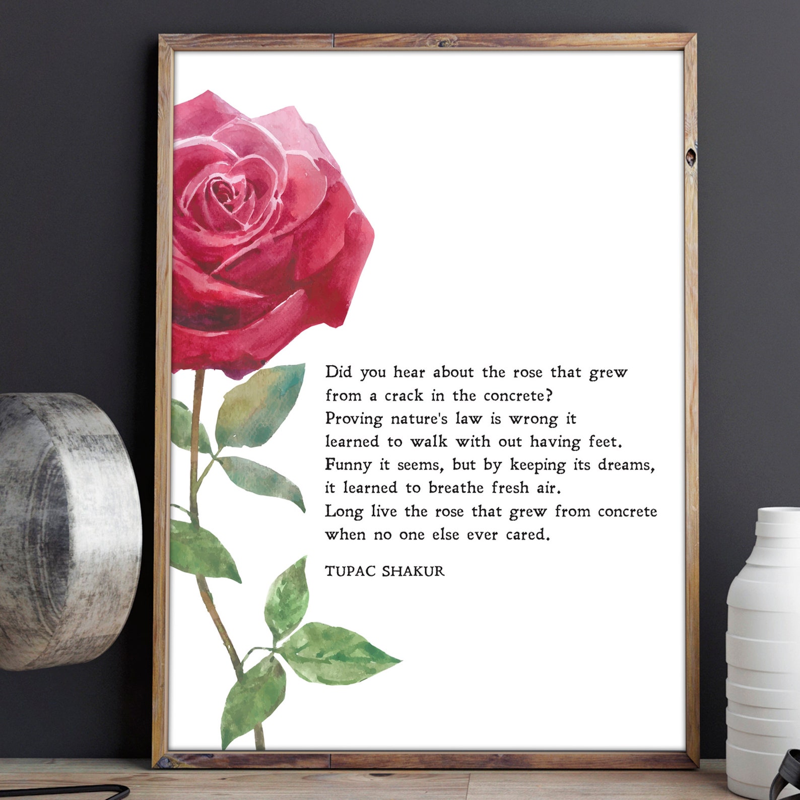 The Rose That Grew from Concrete Tupac Shakur Poem Etsy