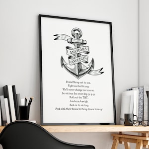 Anchors Aweigh | US Navy | Gift for Sailor | American | Armed Forces | Wall Art | Pride | Minimalist | Print | INSTANT DOWNLOAD
