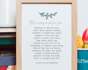 Questo è il mio augurio per te / Ralph Waldo Emerson / Poesia / Poeta americano / Comfort / Stampa / Arte murale / Minimalista / Citazione / DOWNLOAD ISTANTANEO