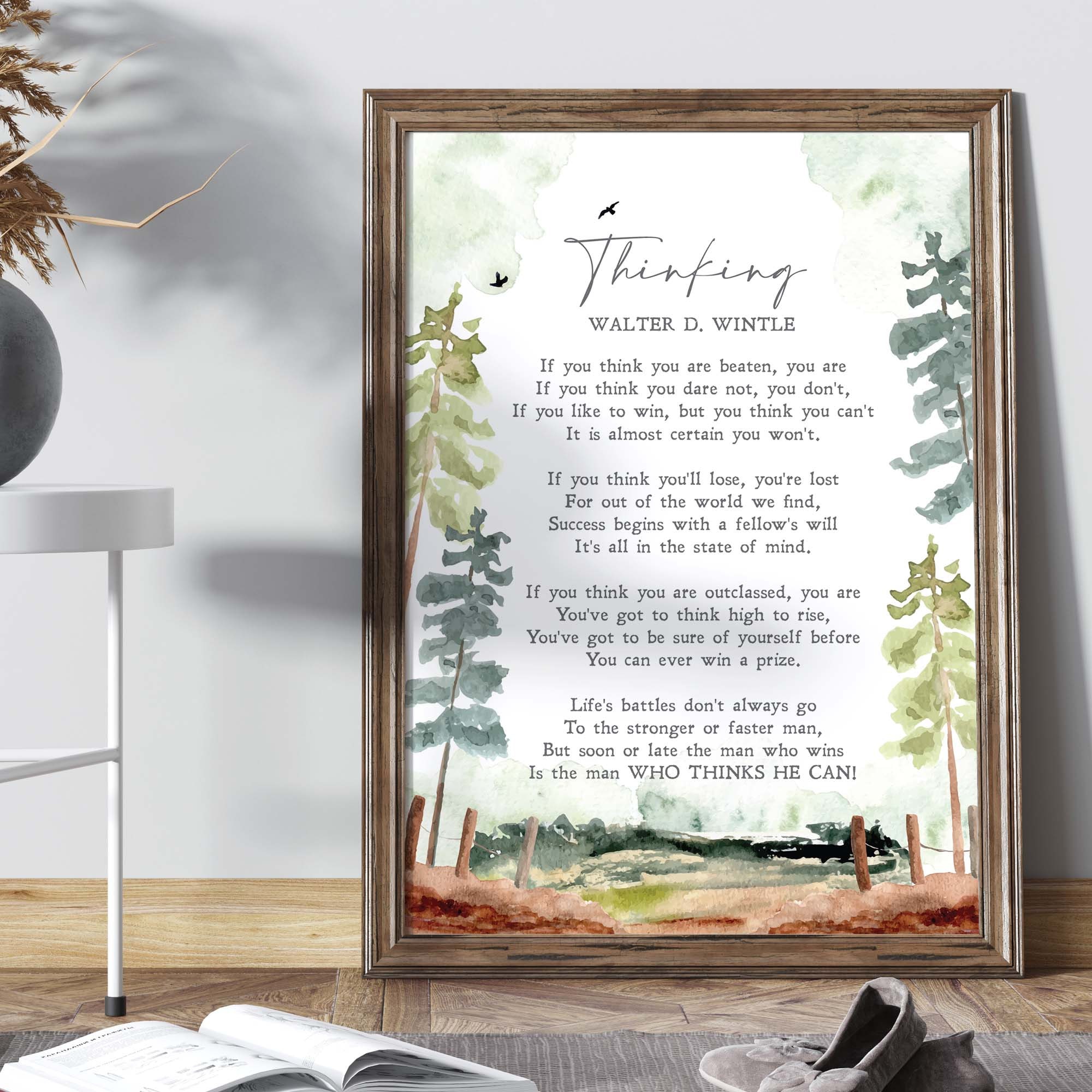 Thinking Walter D Wintle Poem Thinking Poem Inspiring Etsy