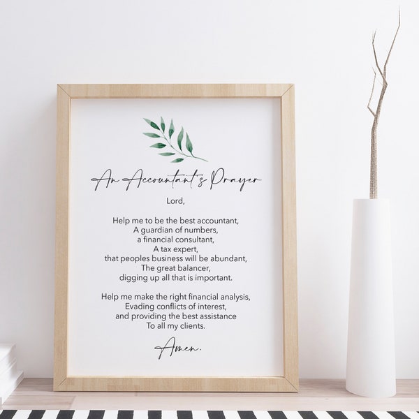 Accountant's Prayer | Accountant Gift | Inspiration | Wall Art | Minimalist | Print | Motivation | INSTANT DOWNLOAD