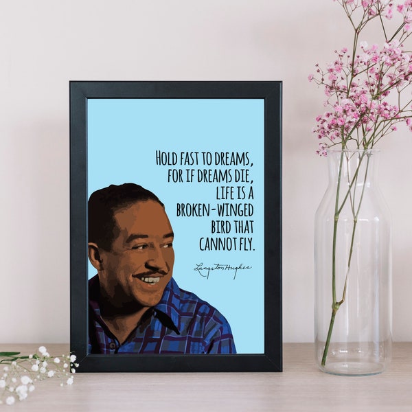 Langston Hughes | Quotes | Hold Fast to Dreams | Jazz Poetry | Harlem Renaissance | Activist | Poet | Wall Art | Poster | INSTANT DOWNLOAD