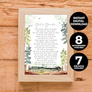 God&#39;s Garden | Suffering | Pain | Funeral Poem | Sympathy Gift | Death | Bereavement | Grieving | Memorial Quote | INSTANT DOWNLOAD