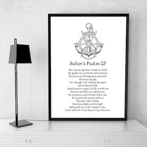 Sailor&#39;s Psalm 23 | US Navy | Gift for Sailor | American Soldier | Armed Forces | Wall Art | Prayer | Minimalist | Print | INSTANT DOWNLOAD
