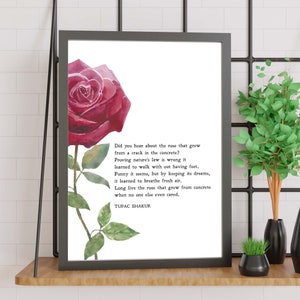 La rosa que creció a partir del hormigón / Poema / Motivación / Inspiración / Impresión / Arte de pared / Minimalista / Cita / DESCARGA INSTANTE