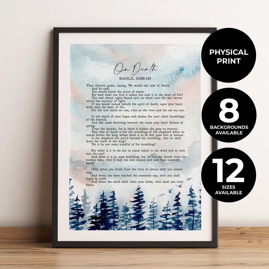 On Death Kahlil Gibran Death Grief Funeral Poem Mourning Bereavement Sympathy Grieving Memorial