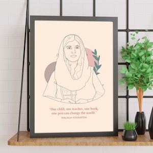 Malala Yousafzai Quote | Even One Voice Can Be Powerful | Sheroes | Feminism | Motivation | Print | Line Art | Poster | INSTANT DOWNLOAD
