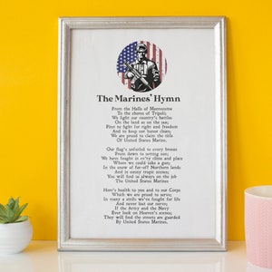Marines&#39; Hymn | US Marine Corps | Gift | American | Veteran | Armed Forces | Wall Art | Pride | Minimalist | Print | INSTANT DOWNLOAD