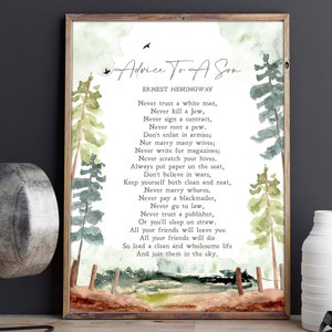 Advice To A Son | Ernest Hemingway | Poem | Peace | Inspiring | Modernism | Print | Wall Art | Minimalist | INSTANT DOWNLOAD