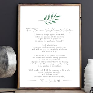 Personalized Florence Nightingale Pledge | Nurse | Gift | Inspiration | Wall Art | Print | Quote | Motivation | Medicine | DIGITAL DOWNLOAD