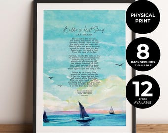 Impresión personalizada de poema funerario, regalo de duelo, póster de oración para velatorio, La última canción de Bilbo personalizada, Tolkien, impresión física, sin marco.