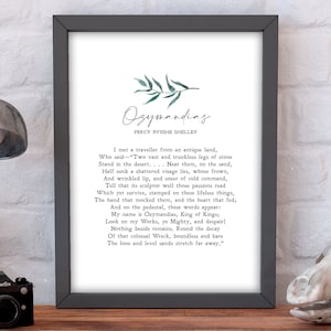 Ozymandias | Percy Bysshe Shelley | Poem | Power | Transience | Print | Wall Art | Minimalist | Quote | INSTANT DOWNLOAD