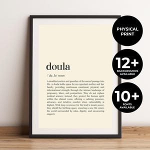 Doula Profession Print, Gift for Birth Helper, Pregnancy Support Art, Labor Poster, Maternity Decor, Motherhood Design, No Frame