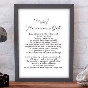 Giuramento del veterinario / Regalo veterinario / Animale domestico / Ispirazione / Arte murale / Minimalista / Stampa / Motivazione / DOWNLOAD ISTANTANEO
