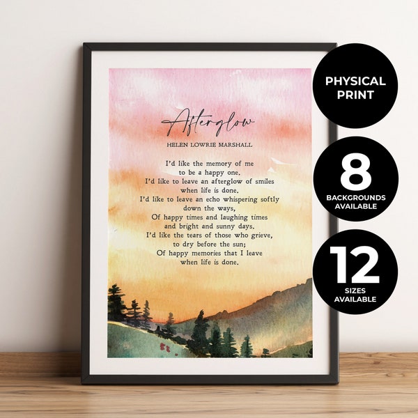 Afterglow Poem Funeral Etsy