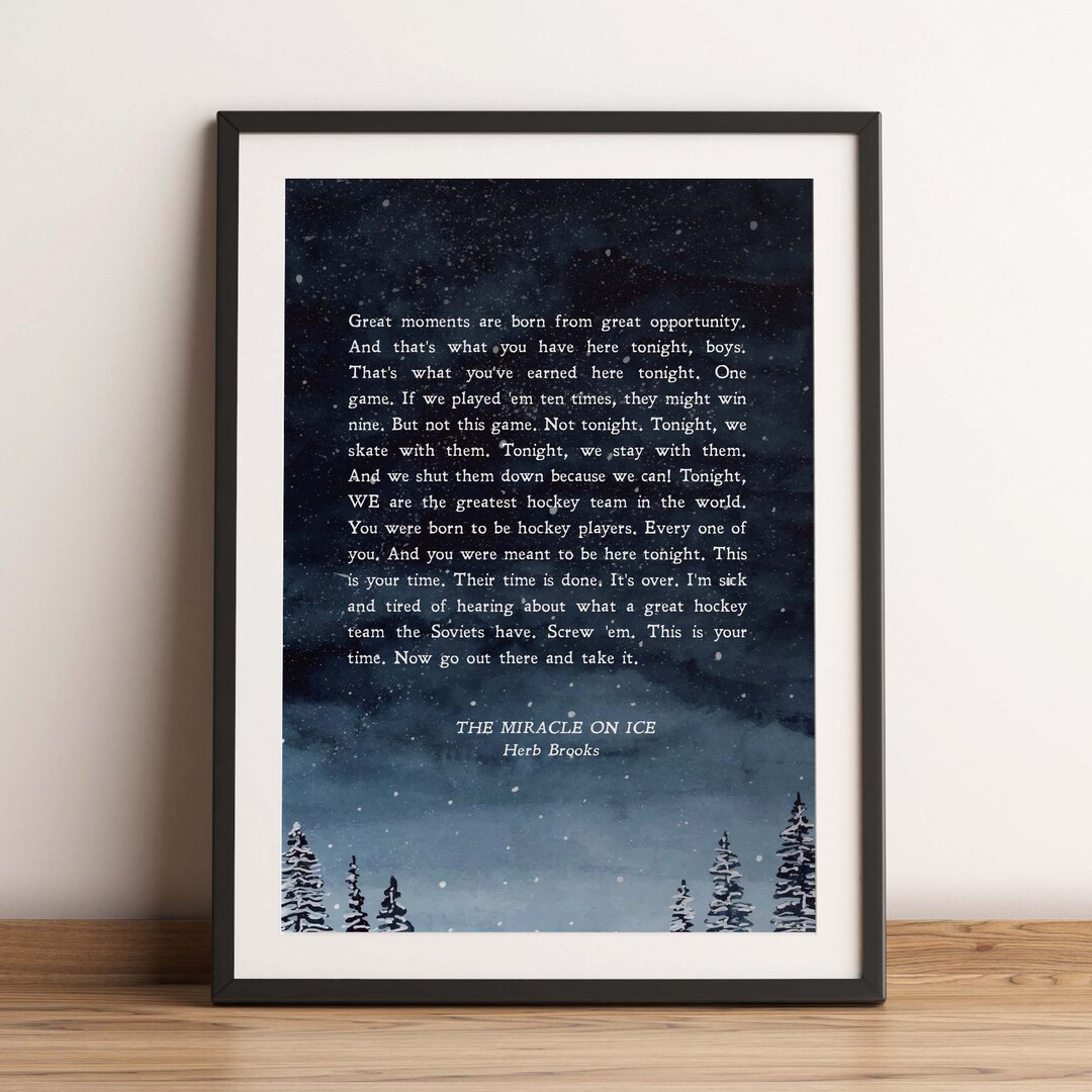 Miracle on Ice Herb Brooks Quote Hockey Coach Inspiration Motivation