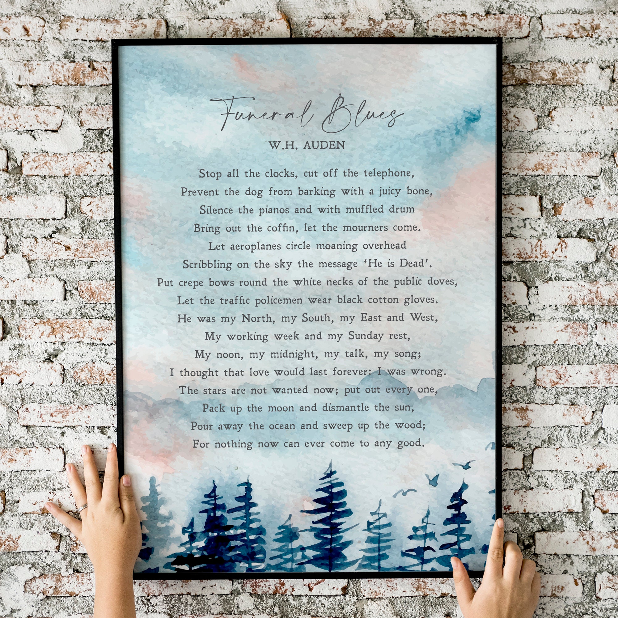 Funeral Blues W. H. Auden Poem Grief Mourning Etsy UK