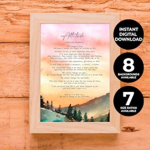 Attitude | Charles Swindoll | Life Advice | Poem | Illustrated | Literature | Inspiration | Motivation | Print | Wall Art | INSTANT DOWNLOAD