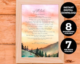 Postawa | Charles Swindoll | Porady życiowe | Wiersz | Ilustrowany | Literatura | Inspiracja | Motywacja | Wydruk | Sztuka ścienna | NATYCHMIASTOWE POBIERANIE