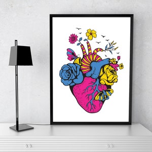 Pansexuelles Pride Herz | Pansexuelle Flagge | LGBTQ Poster | Lesbische | Gay | Transgender | Queer Trans | Druck | Wandkunst | SOFORT DOWNLOAD