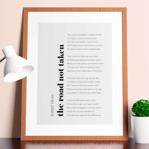 The Road Not Taken v2 | Robert Frost | Poem | Choices | Road Less Travelled | Inspiring | Print | Wall Art | Minimalist | INSTANT DOWNLOAD