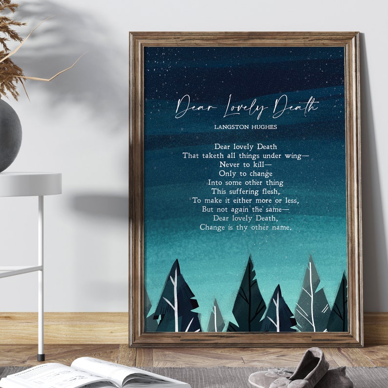 Dear Lovely Death | Langston Hughes | Funeral Poem | Sympathy Gift | Death | Grieving | Memorial ...