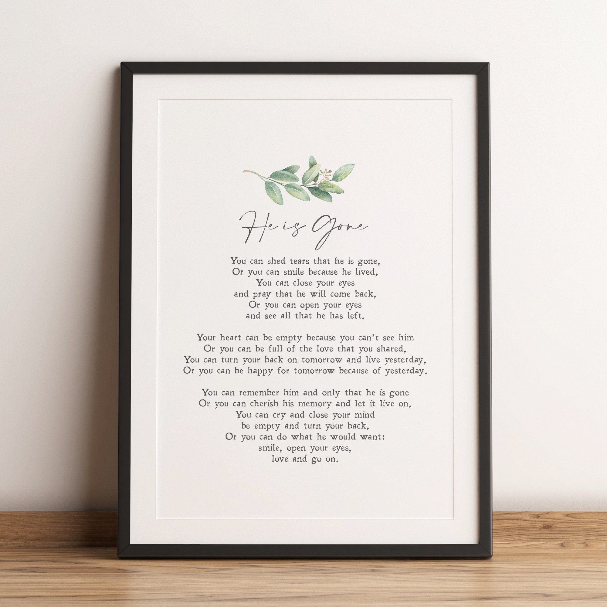 He is Gone David Harkins Poem Funeral Grief Mourning - Etsy