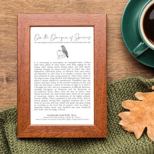 Charles Darwin-citat | Utdrag från Arternas ursprung | Litterär gåva | Bok | Tryck | Väggkonst | Minimalistisk | Poster | DIREKT NEDLADDNING