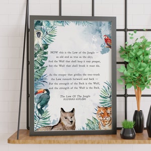 The Law of the Jungle | Rudyard Kipling | Poem | The Jungle Book | Literature | Print | Wall Art | Minimalist | INSTANT DOWNLOAD