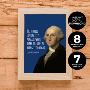 Cita de George Washington / La verdad finalmente prevalecerá / Creencia / Vida / Planes / Regalo / Impresión / Arte de pared / Póster / DESCARGA INSTANTE